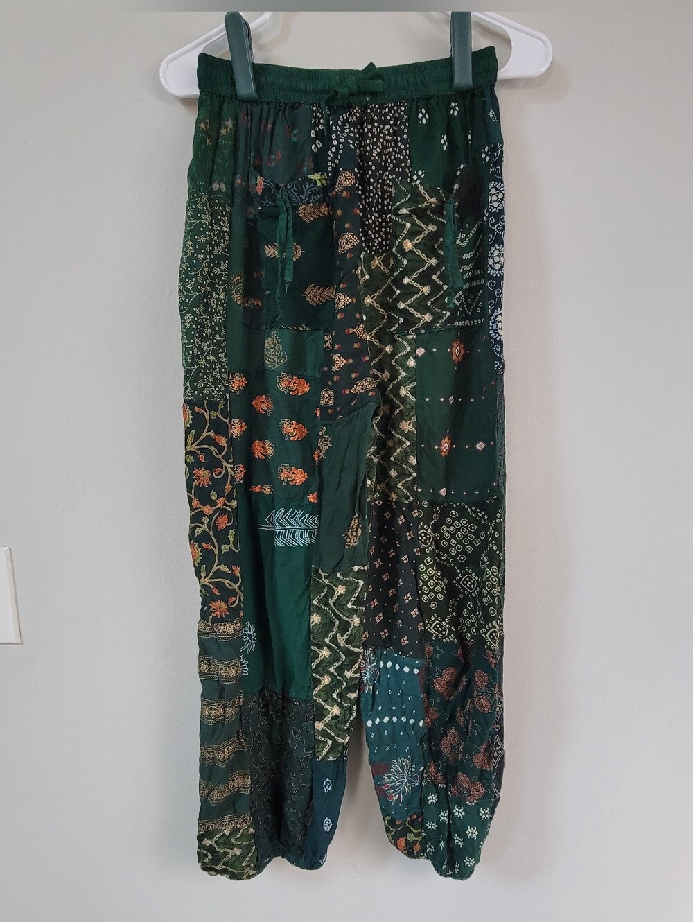 Unbranded Harem Patchwork Joggers Women's Size XS Hippie Bohemian Forest